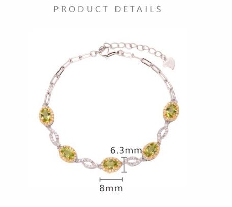 S925 Sterling Silver Natural Garnet Peridot and Colorful Gemstone Bracelet for Women